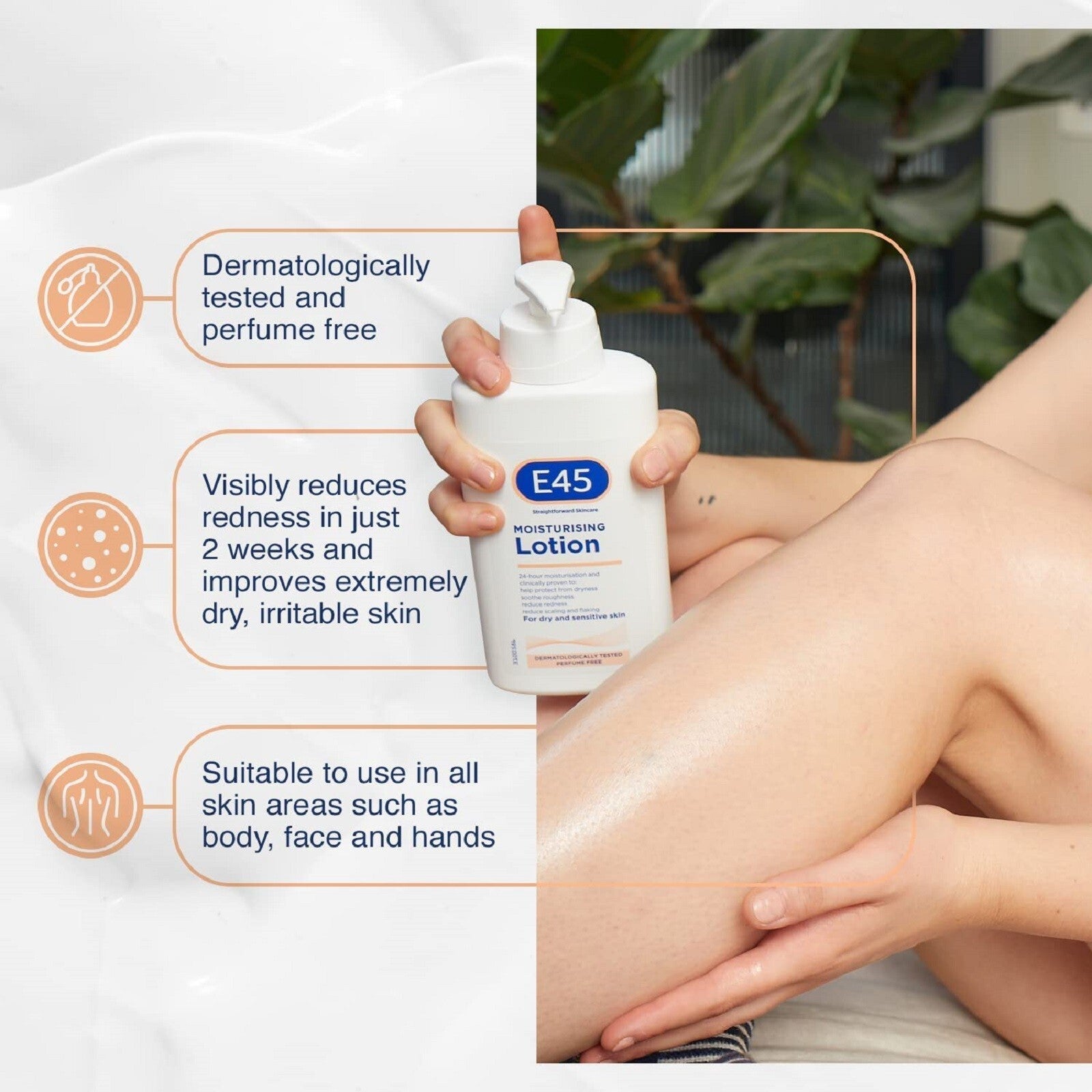 E45 Moisturising Lotion Pump - 500G - Dermatological - Skin Care Cream