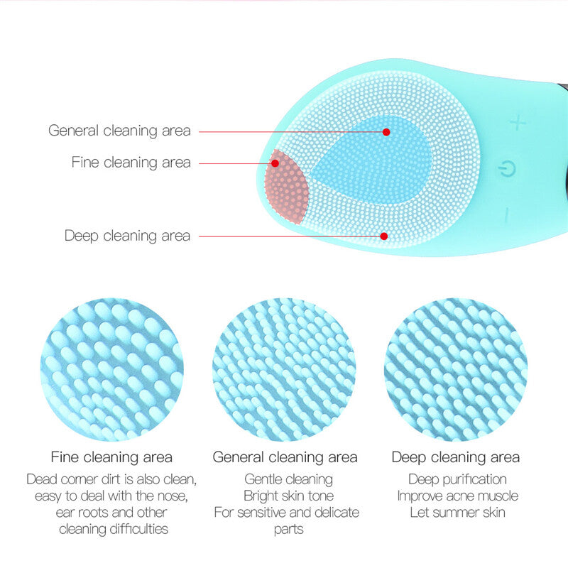 Electric Silicone Facial Cleansing Brush Face Skin Care Deep Cleaner Massager UK