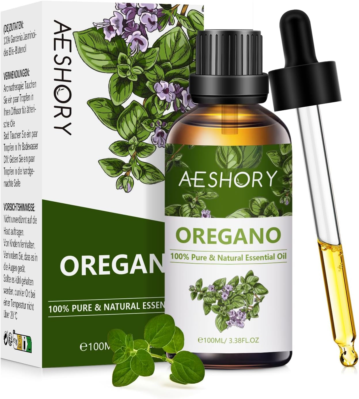 Oregano Essential Oil 100Ml, 100% Natural Oregano Oils for Diffusers, Aromatherapy, Skin Care, Home Cleaning, Massage, Soap Making