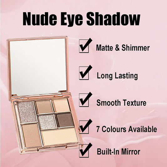 Nude Eyeshadow Palette,Brown Grey Nude Eye Shadows Palette for Women,Matte Glitter Eyeshadow Make-Up Palettes,Long Lasting Natural Eye Shadow Highly Pigmented Blendable Shimmer Eyeshadow with Mirror