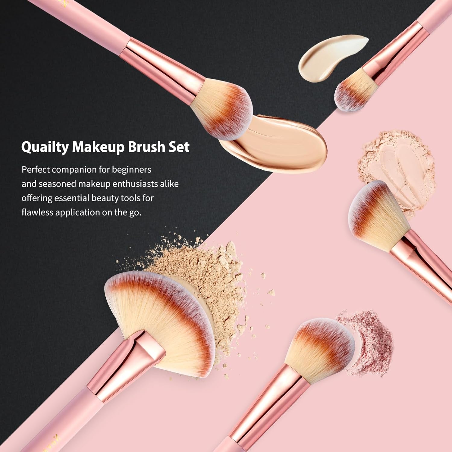 Makeup Brushes, Quality Make up Brushes 28Pcs Makeup Brushes Set Professional & Beginner Make-Up Sets & Case, Brushes & Sponges,Travel-Friendly Roll-Up Beauty Gift Sets for Women, PINK