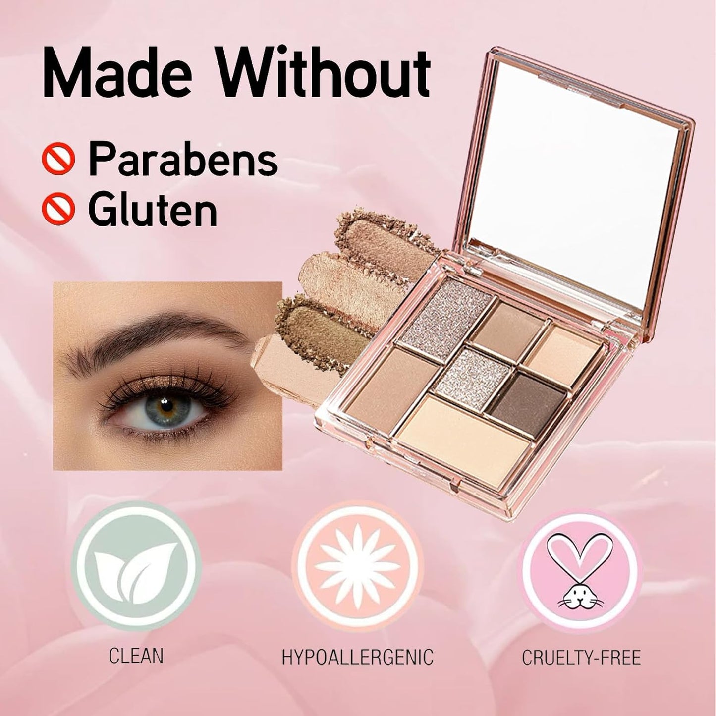 Nude Eyeshadow Palette,Brown Grey Nude Eye Shadows Palette for Women,Matte Glitter Eyeshadow Make-Up Palettes,Long Lasting Natural Eye Shadow Highly Pigmented Blendable Shimmer Eyeshadow with Mirror