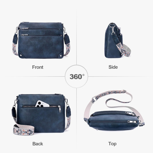 Cross Body Bag Women Rfid Travel Crossbody Bags Leather Handbags Ladies Shoulder Bag with Adjustable Strap