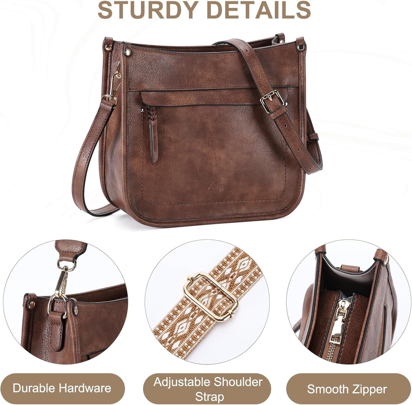 Crossbody Bags for Women, Trendy Vegan Leather Shoulder Bag Medium Ladies Handbags Hobo Purse Bucket Bags with 2 Adjustable Strap