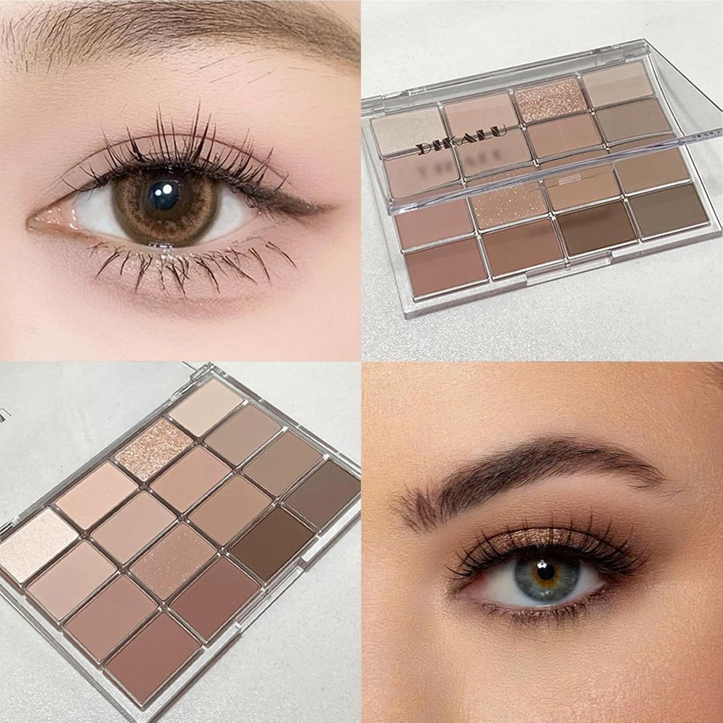 Nude Eyeshadow Palette, 16 Colours Brown Grey Nude Eye Shadows Palette for Women Long Lasting Highly Pigmented Shimmer Matte Eyeshadow Make-Up Palettes Waterproof Blendable Brown Eyeshadow Palette