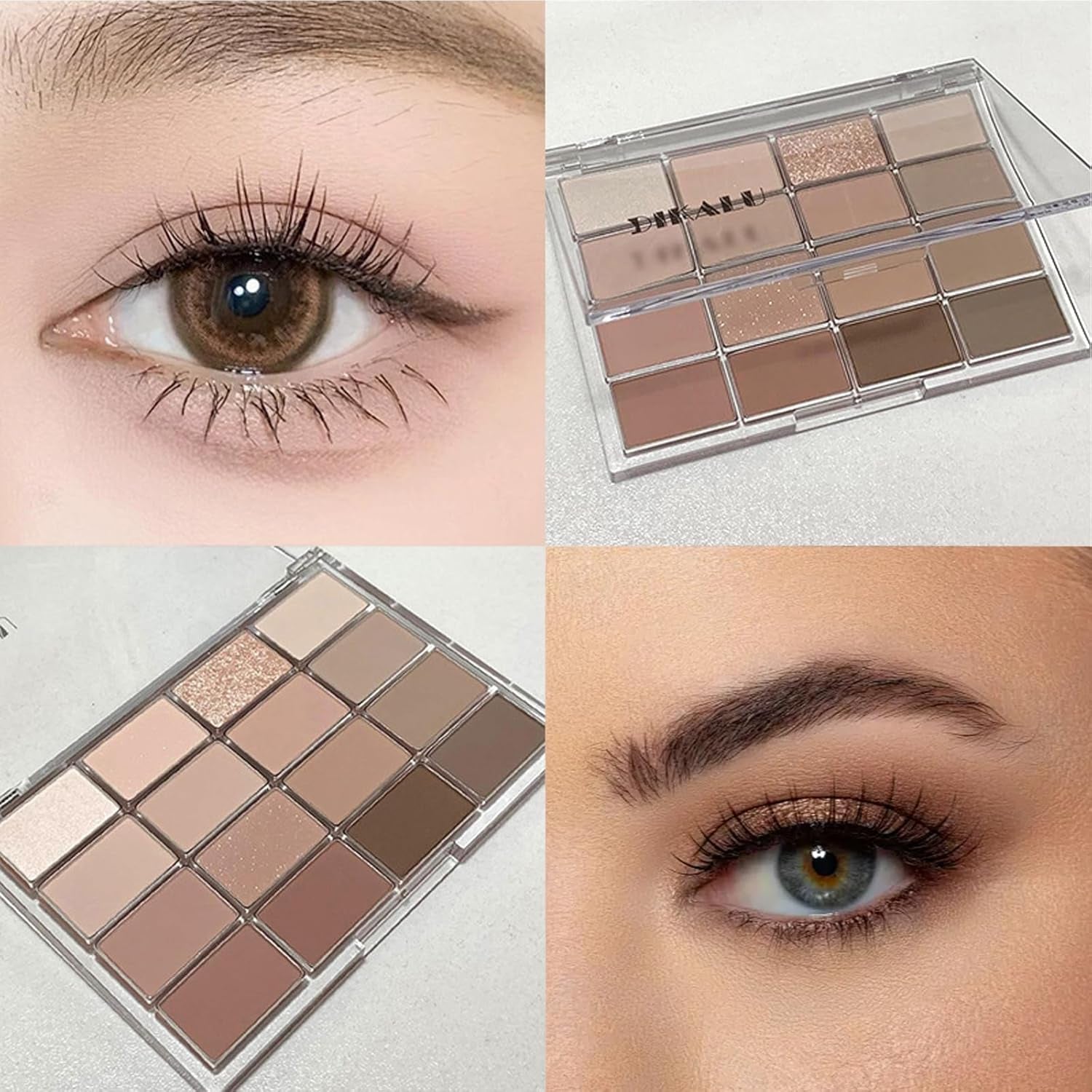 Nude Eyeshadow Palette, 16 Colours Brown Grey Nude Eye Shadows Palette for Women Long Lasting Highly Pigmented Shimmer Matte Eyeshadow Make-Up Palettes Waterproof Blendable Brown Eyeshadow Palette
