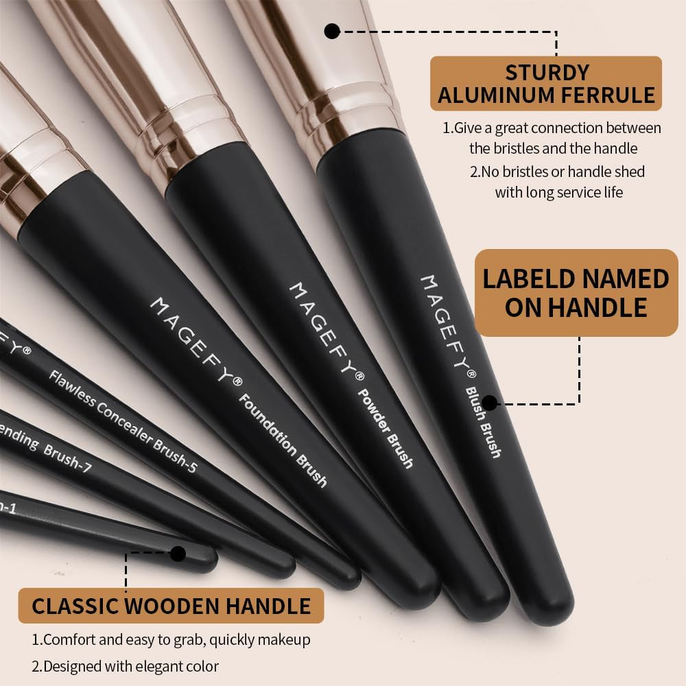 Makeup Brushes 22Pcs Professional Makeup Brush Set Blending Foundation Powder Blush Concealers Eyeshadow Eyebrow Eyeliner Brushes Premium Synthetic Make up Brushes Set with Brush Bag