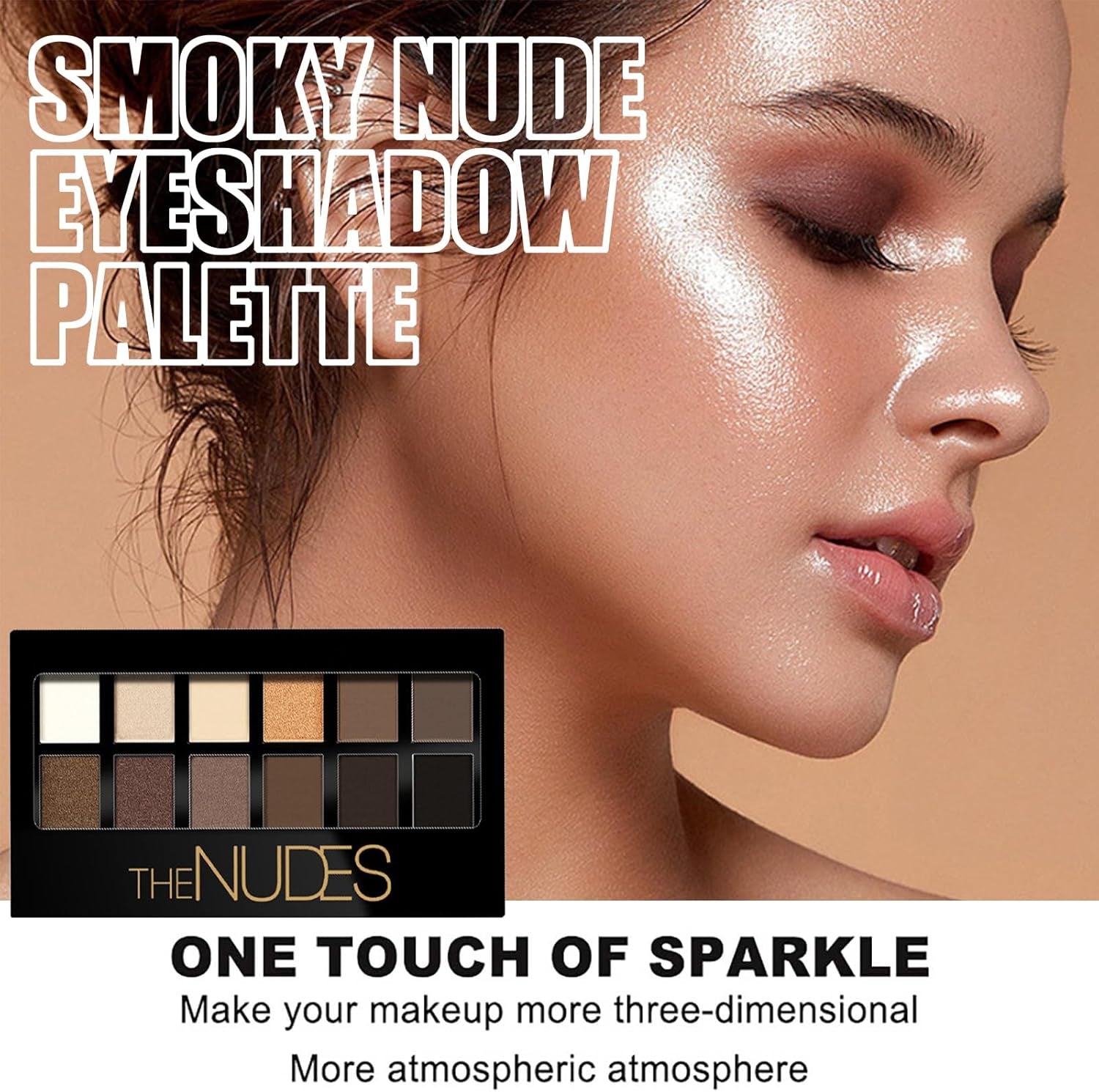 Smoky Nude Eyeshadow Palette - Highly Pigmented, Waterproof, Long-Lasting Matte & Shimmer Makeup with 12 Brown Shades
