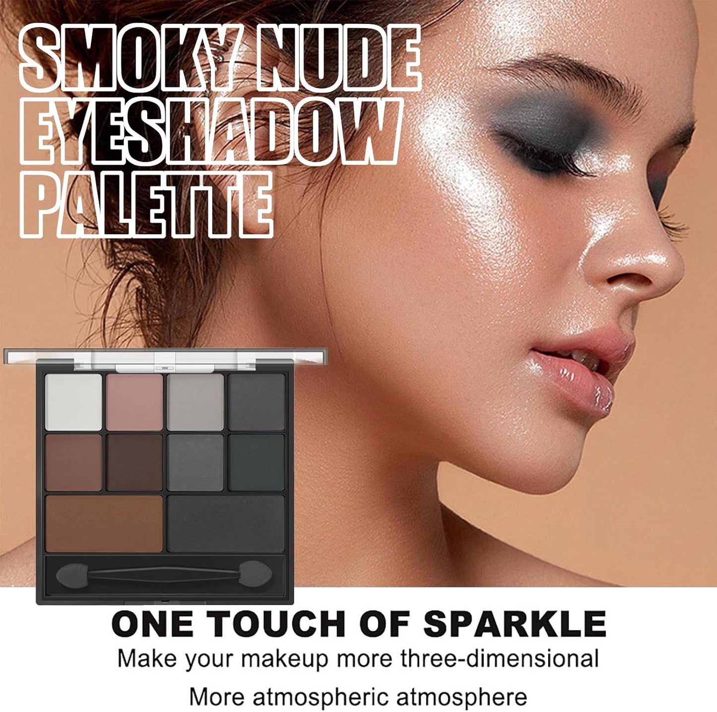 Matte Smokey Eyeshadow Palette - Highly Pigmented Waterproof Grey & Black Eye Shadow with Dual-Ended Brush for Long-Lasting Makeup Look - Suitable for Women