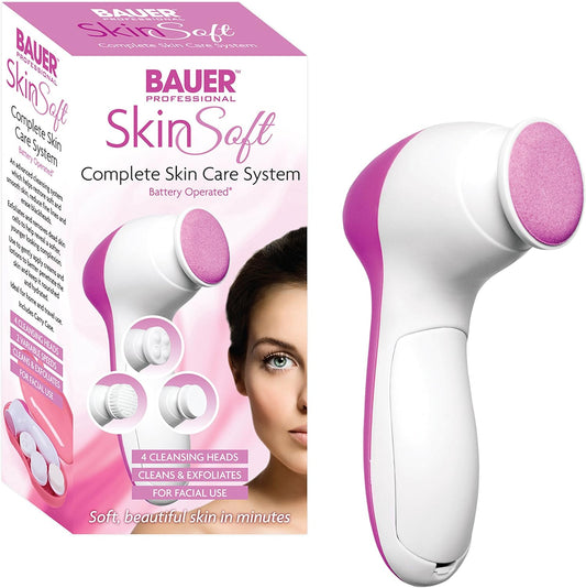 Complete Skin Care System / 4 Cleansing Heads to Clean & Exfoliate / 2 Variable Speeds/Battery Operated