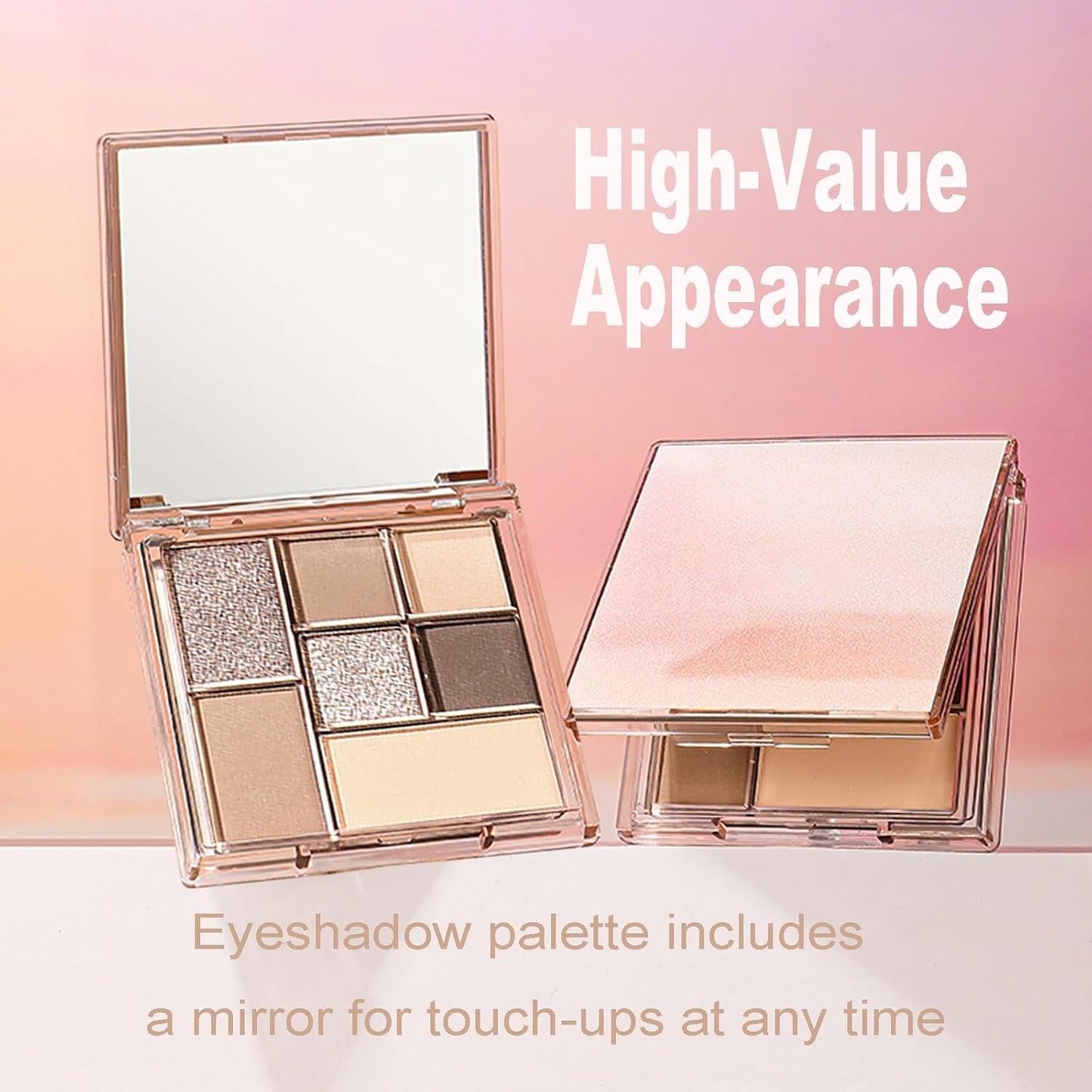 Nude Eyeshadow Palette,Brown Grey Nude Eye Shadows Palette for Women,Matte Glitter Eyeshadow Make-Up Palettes,Long Lasting Natural Eye Shadow Highly Pigmented Blendable Shimmer Eyeshadow with Mirror
