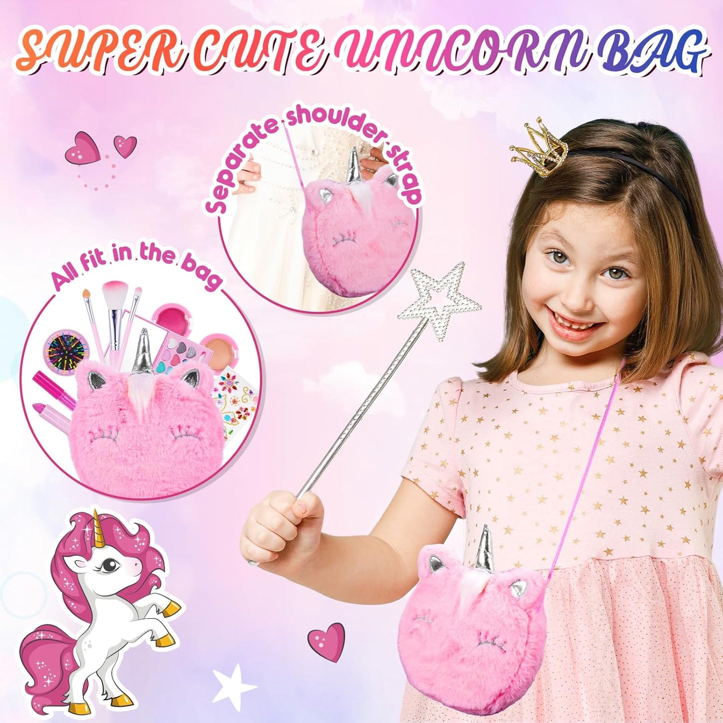 Kids Makeup Sets, 4 5 6 Year Old Girl Gifts for 3-12 Year Olds Toys Age 4 5 6 7 8 Unicorn for Girls Make up Set Birthday Gifts for Girls Kids Toys Pretend Unicorn