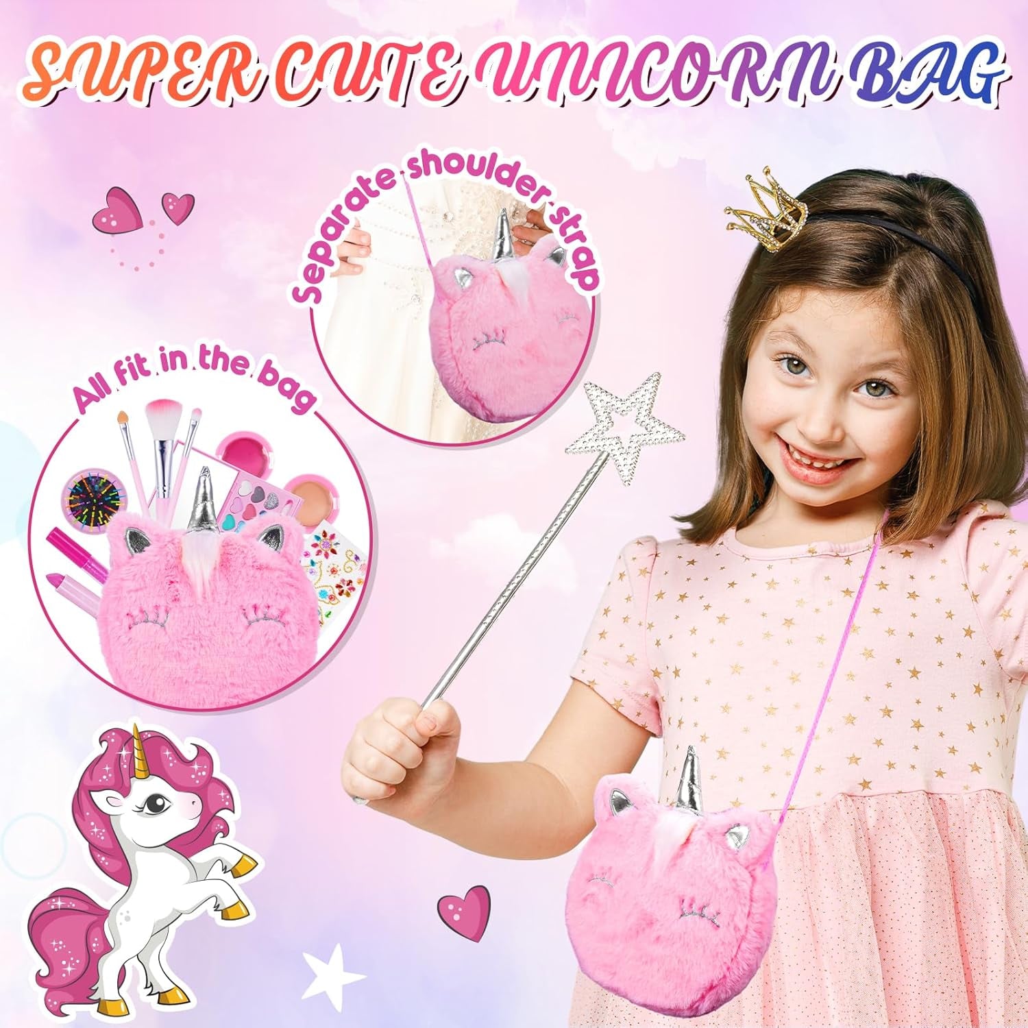 Kids Makeup Sets, 4 5 6 Year Old Girl Gifts for 3-12 Year Olds Toys Age 4 5 6 7 8 Unicorn for Girls Make up Set Birthday Gifts for Girls Kids Toys Pretend Unicorn