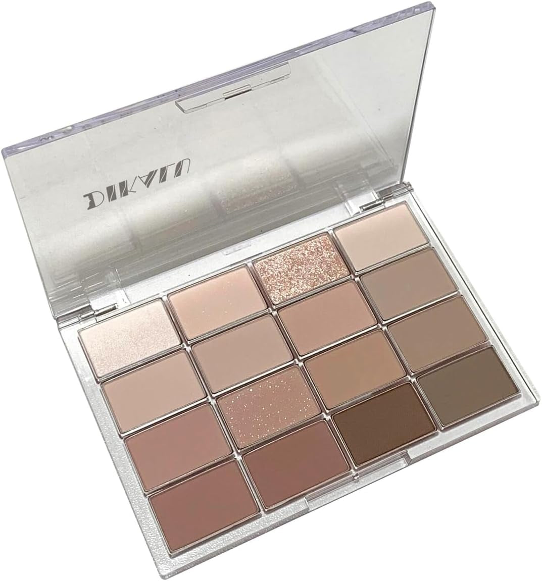 Nude Eyeshadow Palette, 16 Colours Brown Grey Nude Eye Shadows Palette for Women Long Lasting Highly Pigmented Shimmer Matte Eyeshadow Make-Up Palettes Waterproof Blendable Brown Eyeshadow Palette