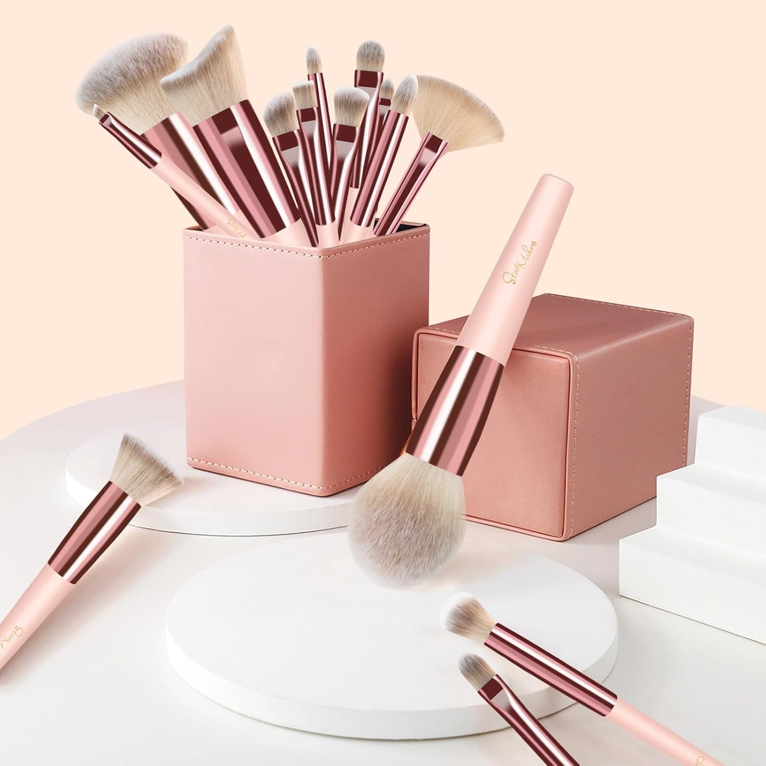 Makeup Brushes  15Pcs Marble Makeup Brush Set Foundation Powder Blush Blending Eyeshadow Brushes Sets