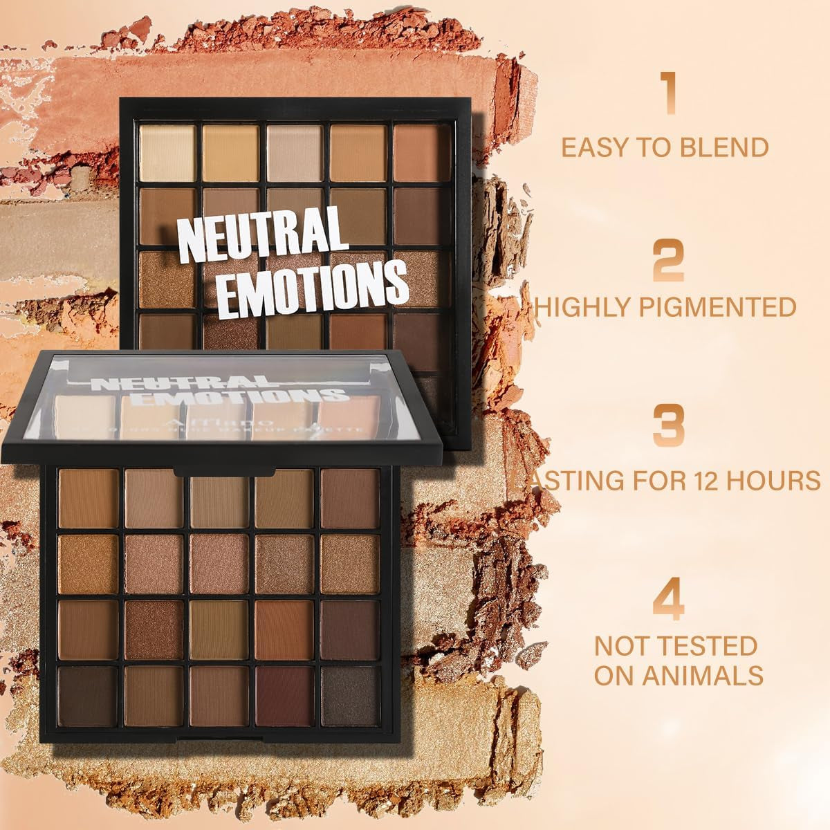 Nude Neutral Eyeshadow Palette, 25 Colours Matte Shimmer Brown Gold Dark Eyeshadow Palette, Highly Pigment Smokey Natural Eye Shadow Makeup, Long Lasting Blendable Waterproof for Daily Festival