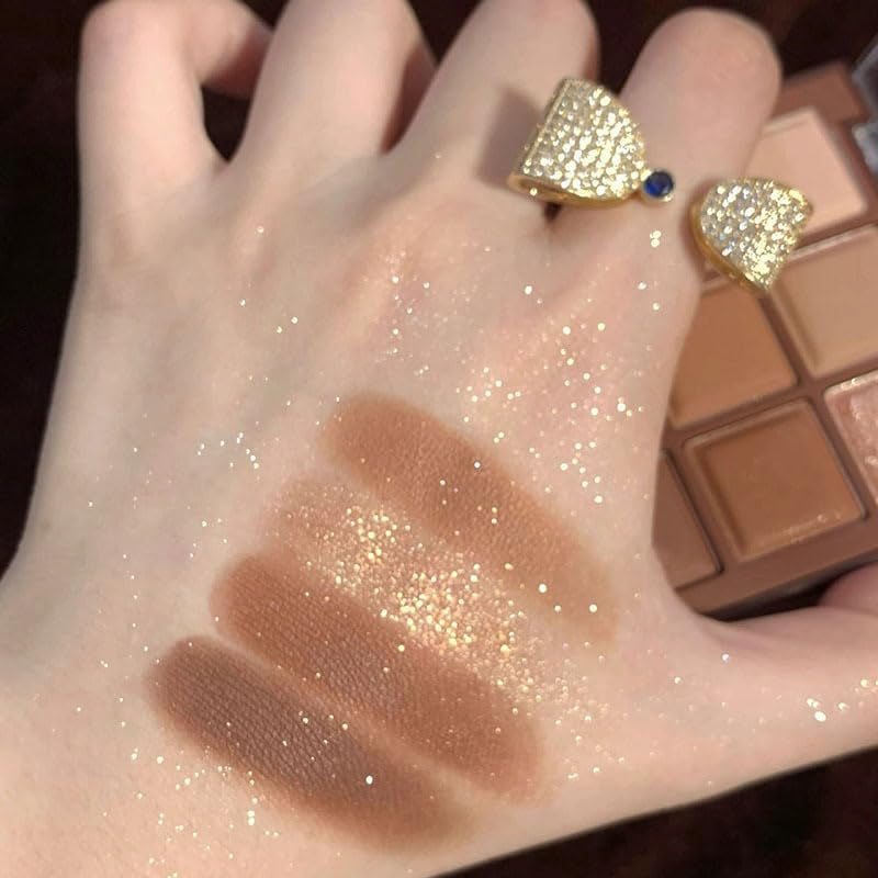 Neutral Nude Brown Smokey Eye Shadow Palette,Rose Gold Bronze Cream Eyeshadow Palette Makeup,Natural Eyeshadow for Eyes Long Lasting Naturing-Looking (Brown)
