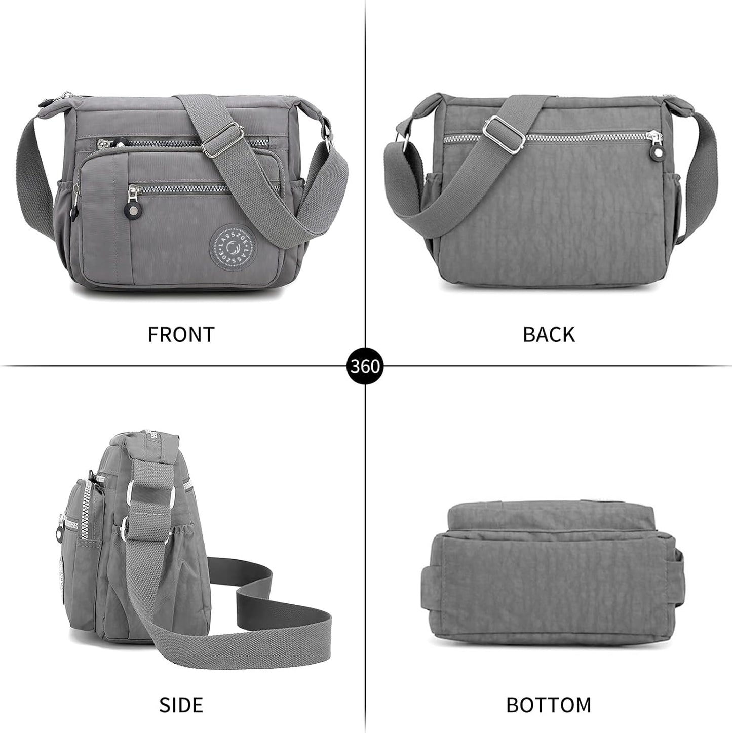 Nylon Crossbody Bag for Women Waterproof Multi-Pocket Handbag Shoulder Bags Travel Messenger Bag Ladies Tote for Shopping Hiking Daily Use