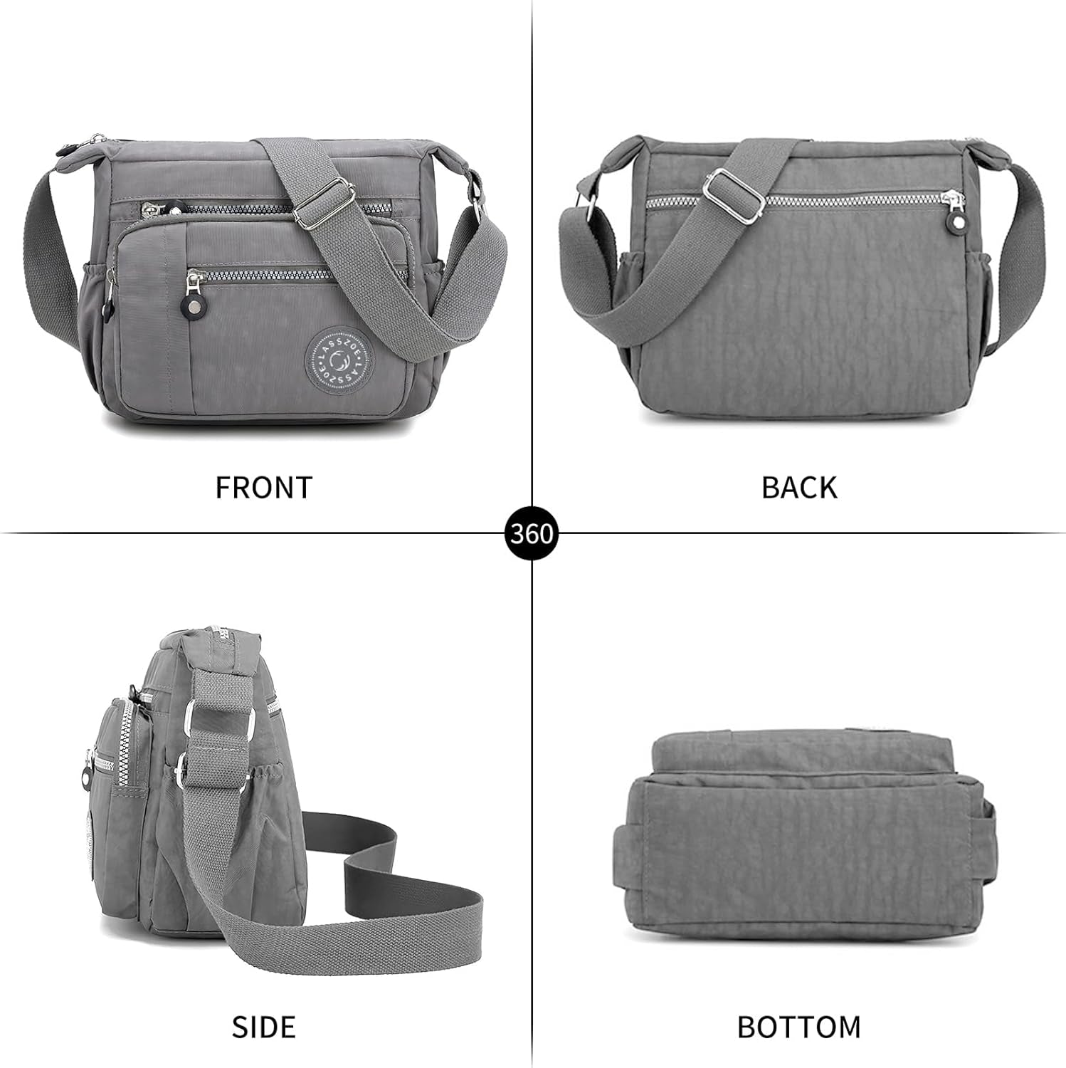 Nylon Crossbody Bag for Women Waterproof Multi-Pocket Handbag Shoulder Bags Travel Messenger Bag Ladies Tote for Shopping Hiking Daily Use