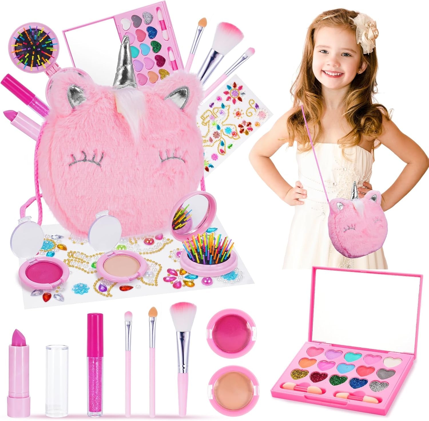 Kids Makeup Sets, 4 5 6 Year Old Girl Gifts for 3-12 Year Olds Toys Age 4 5 6 7 8 Unicorn for Girls Make up Set Birthday Gifts for Girls Kids Toys Pretend Unicorn