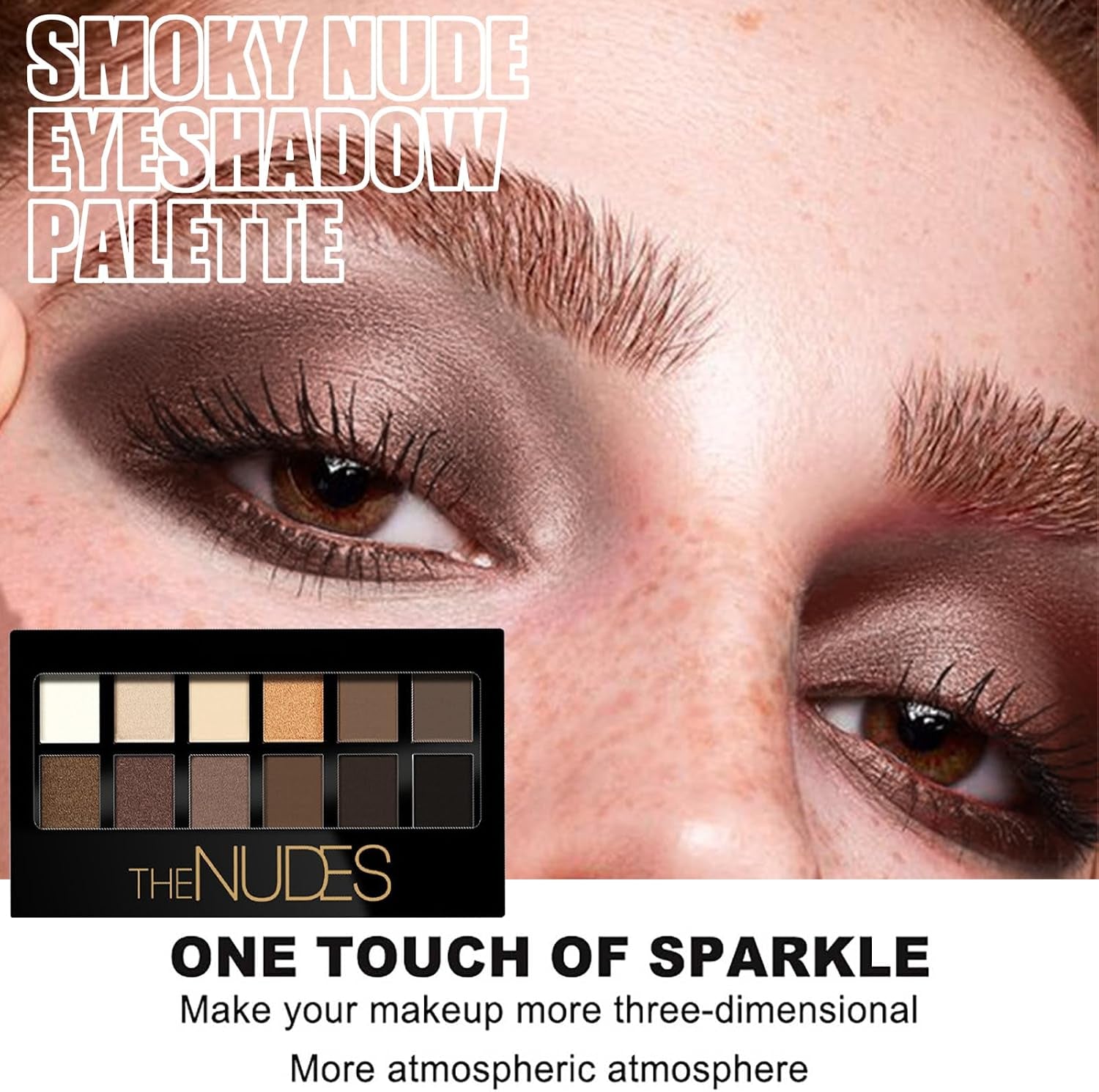 Smoky Brown Nude Eyeshadow Palette - Highly Pigmented Matte Shadows for Women, Waterproof & Long Lasting - 12 Shades with Dark Black & Brown Eyeshadow