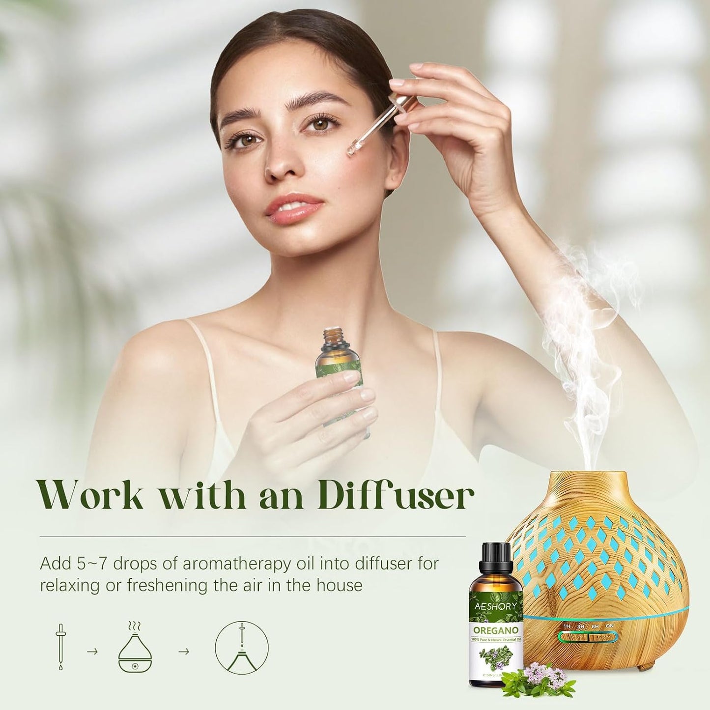 Oregano Essential Oil 100Ml, 100% Natural Oregano Oils for Diffusers, Aromatherapy, Skin Care, Home Cleaning, Massage, Soap Making