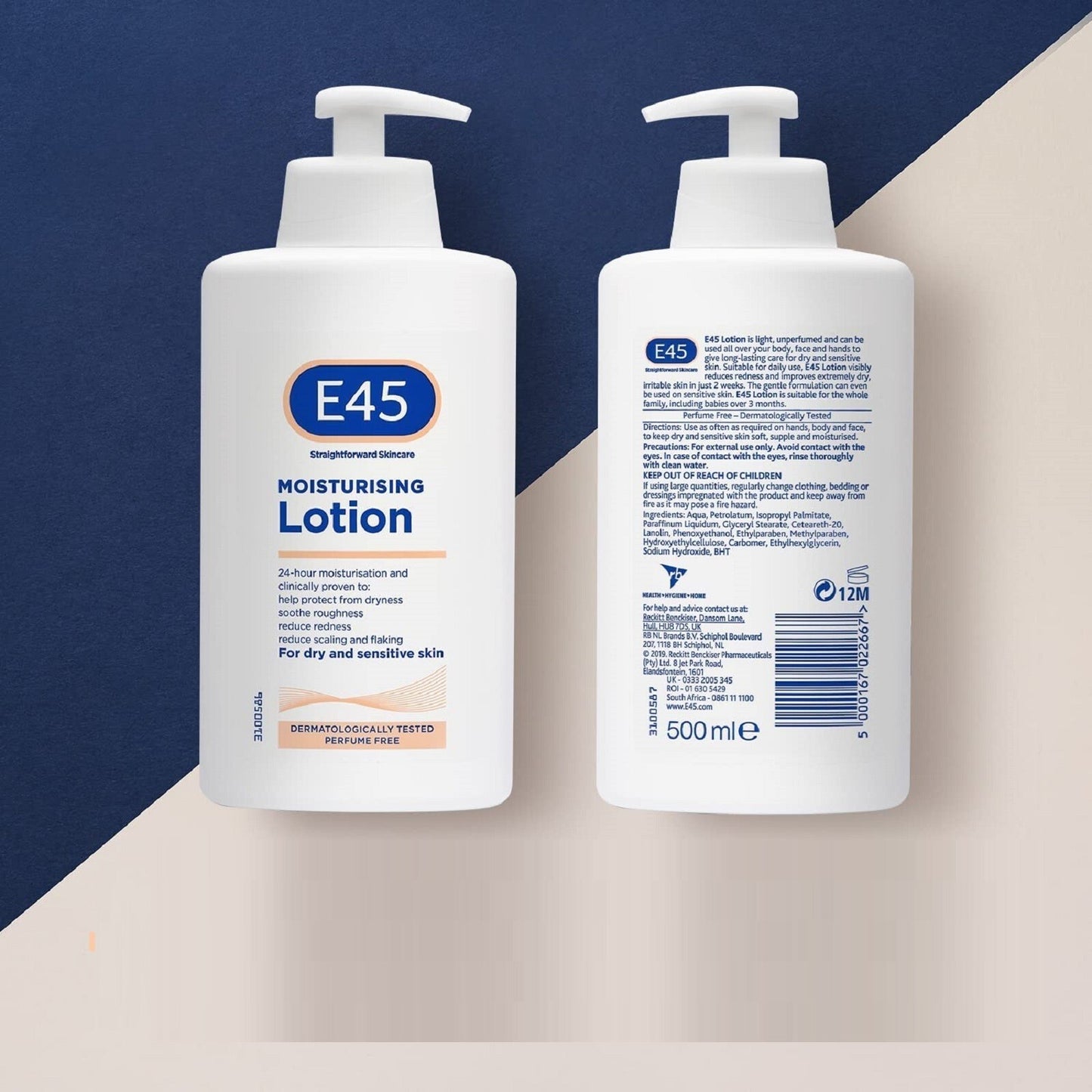 E45 Moisturising Lotion Pump - 500G - Dermatological - Skin Care Cream