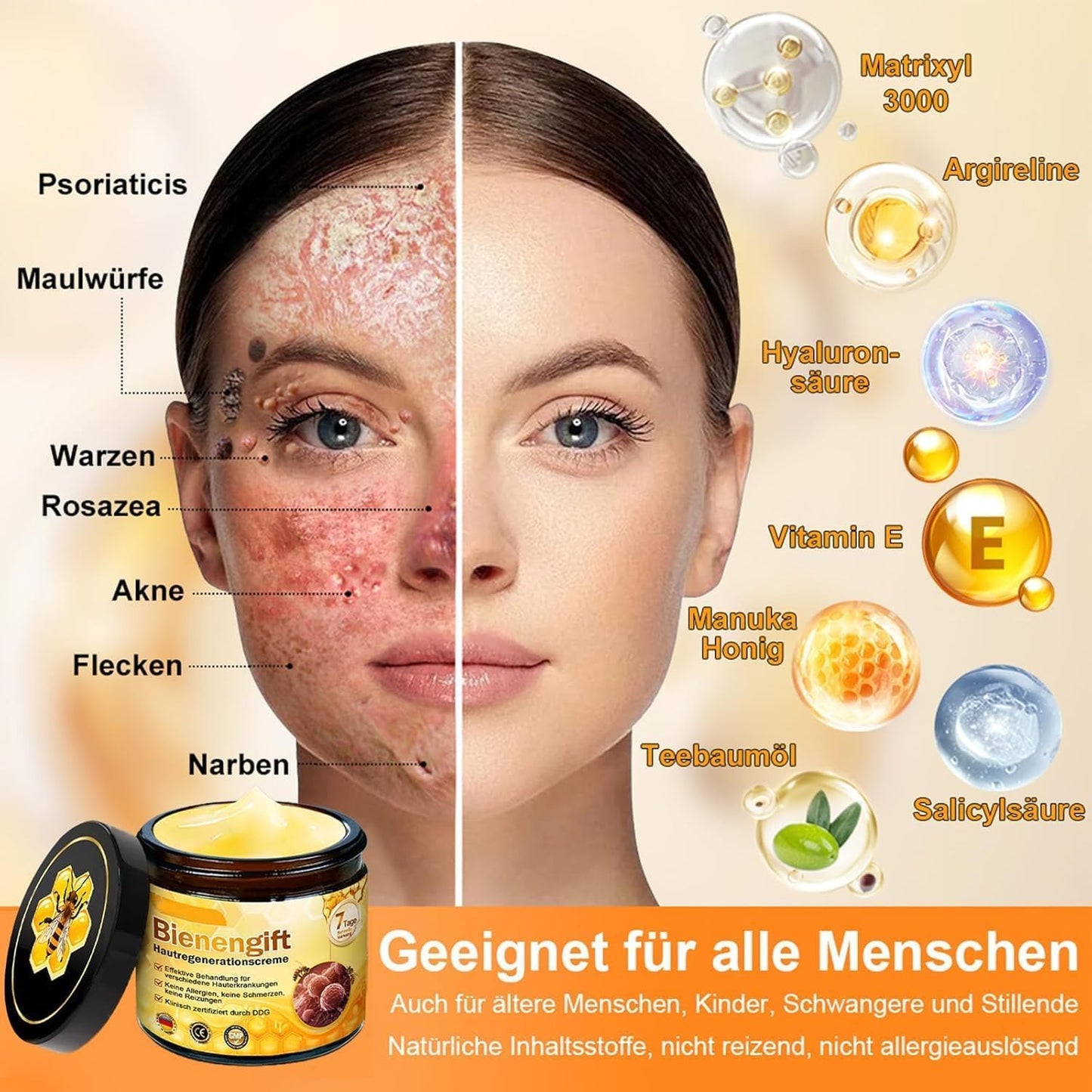 3 Pcs Bee Venom Skin Care Cream, Bee-Venom-Cream, for All Skin Types