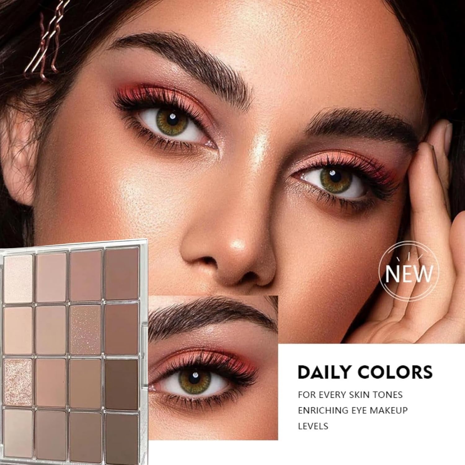 16 Colours Brown Grey Nude Eye Shadows Palette,Nude Eyeshadow Palette,Long Lasting Highly Pigmented Shimmer Matte Eyeshadow,Neutral Makeup Eye Shadows Palettes,Waterproof Brown Eyeshadow Palette