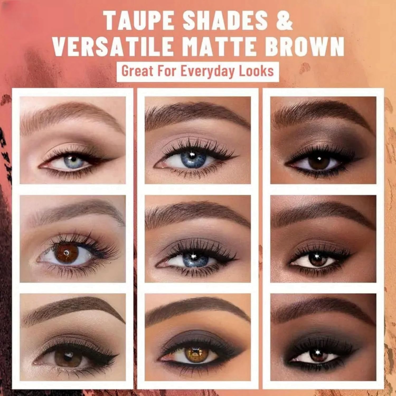 16 Colours Brown Grey Nude Eye Shadows Palette,Nude Eyeshadow Palette,Long Lasting Highly Pigmented Shimmer Matte Eyeshadow,Neutral Makeup Eye Shadows Palettes,Waterproof Brown Eyeshadow Palette