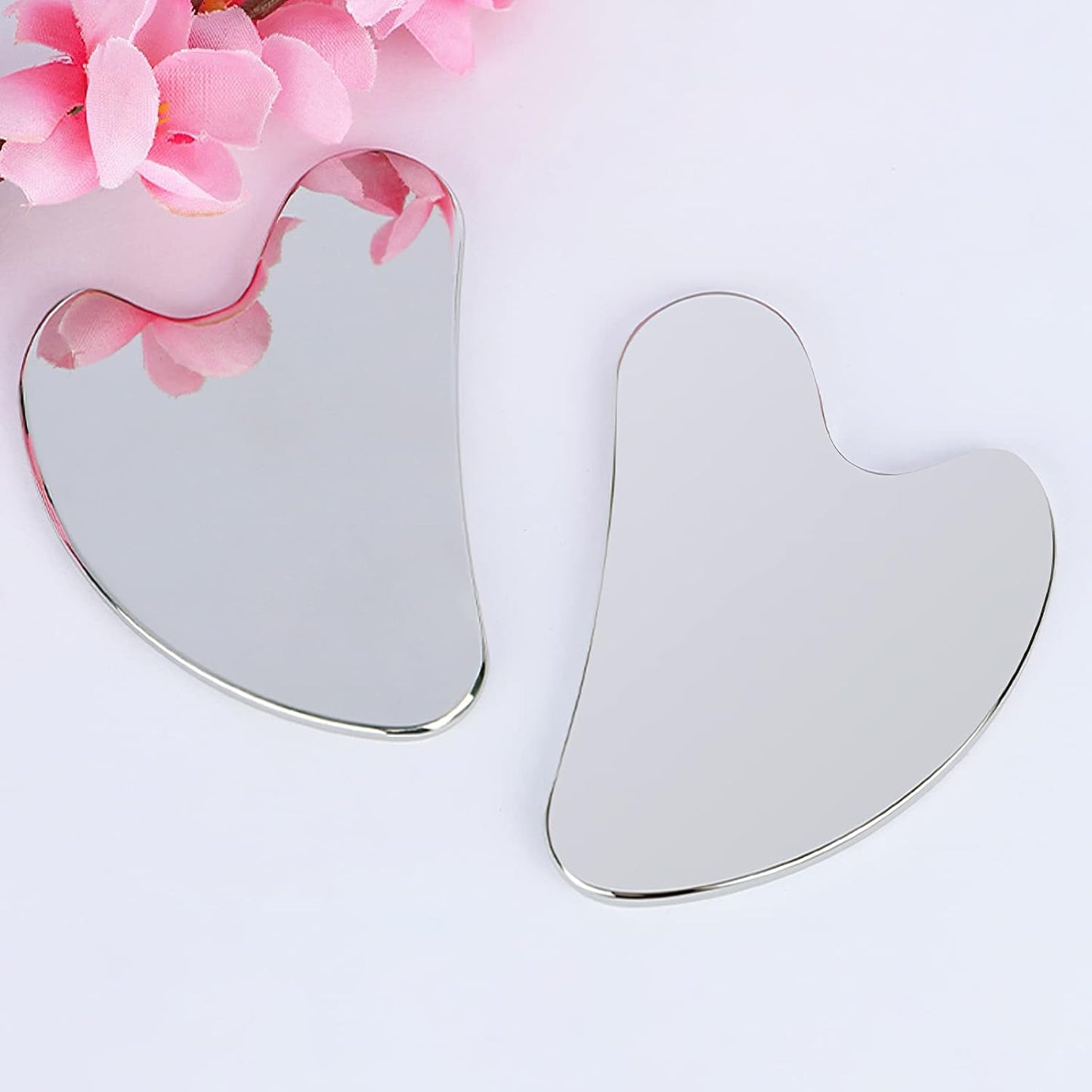 Gua Sha Facial Tool, Stainless Steel Face Massage Tool, Metal Skin-Care Tool for Face Eyes Body Essential Oils