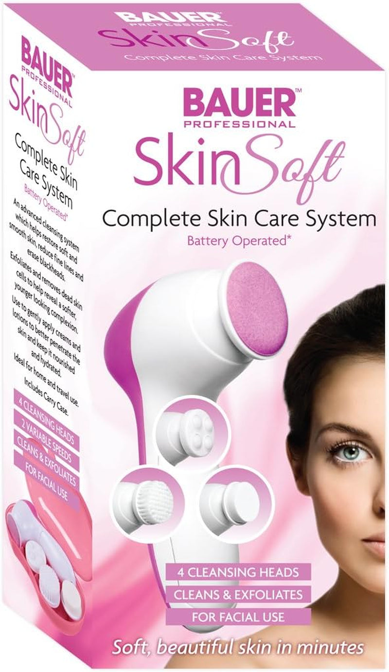 Complete Skin Care System / 4 Cleansing Heads to Clean & Exfoliate / 2 Variable Speeds/Battery Operated