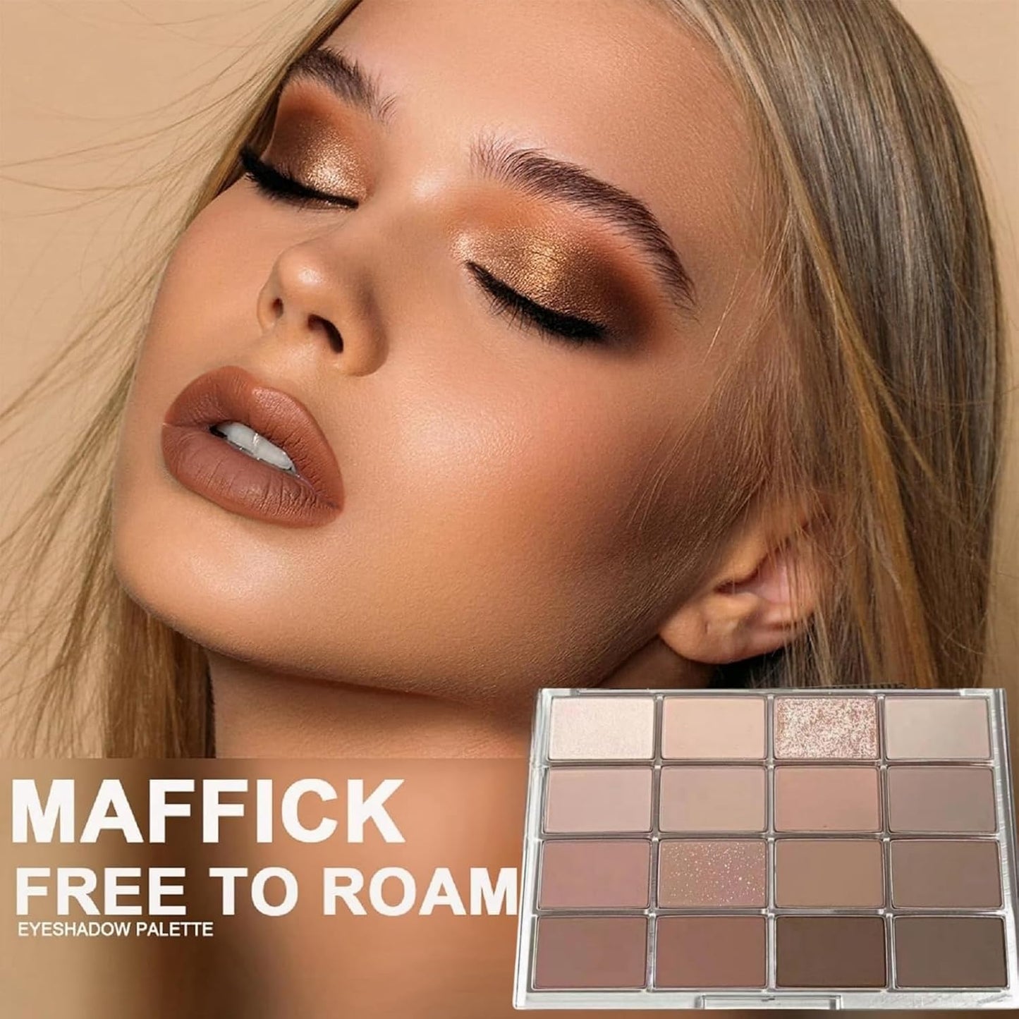 16 Colours Brown Grey Nude Eye Shadows Palette,Nude Eyeshadow Palette,Long Lasting Highly Pigmented Shimmer Matte Eyeshadow,Neutral Makeup Eye Shadows Palettes,Waterproof Brown Eyeshadow Palette
