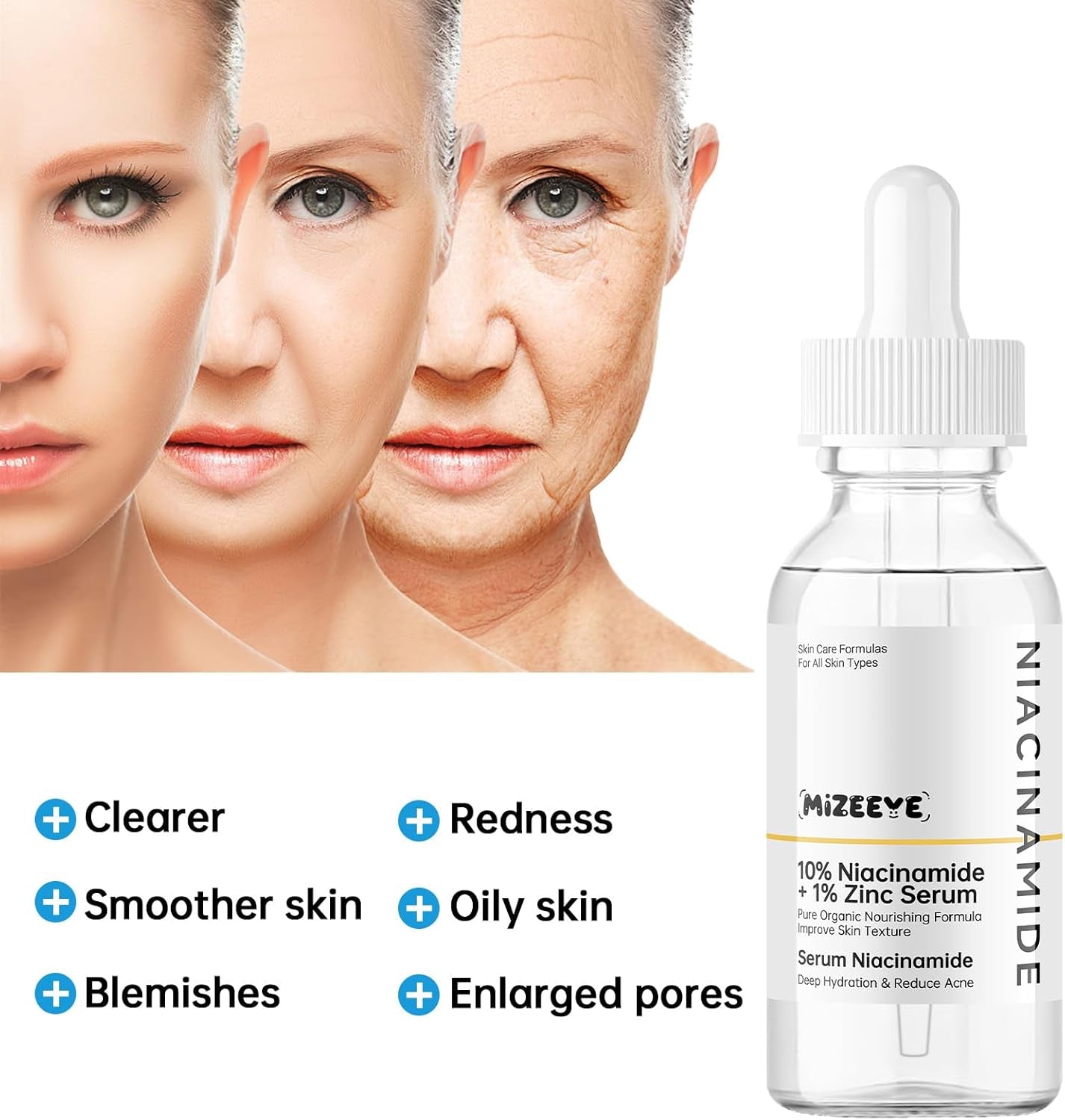 Niacinamide 10% + Zinc 1% Serum for Face, 30ML/1 Fl Oz Moisture Niacinamide Face Serum for Women, Refreshing.