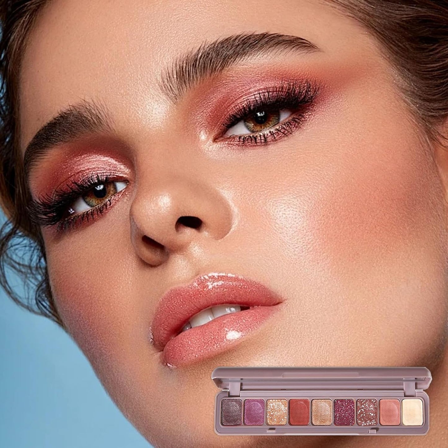 9 Colour Pink Brown Eyeshadow Palette, Matte Shimmering Glitter Eyeshadows Long Lasting Highly Pigmented Colourful Nude Shades Eye Shadow Pallets for Women, Gift for Women & Girls
