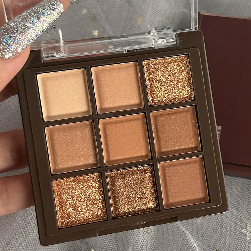 Neutral Nude Brown Smokey Eye Shadow Palette,Rose Gold Bronze Cream Eyeshadow Palette Makeup,Natural Eyeshadow for Eyes Long Lasting Naturing-Looking (Brown)