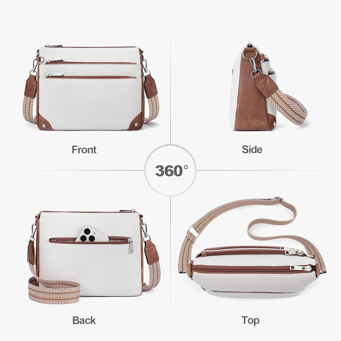 Cross Body Bag Women Rfid Travel Crossbody Bags Leather Handbags Ladies Shoulder Bag with Adjustable Strap
