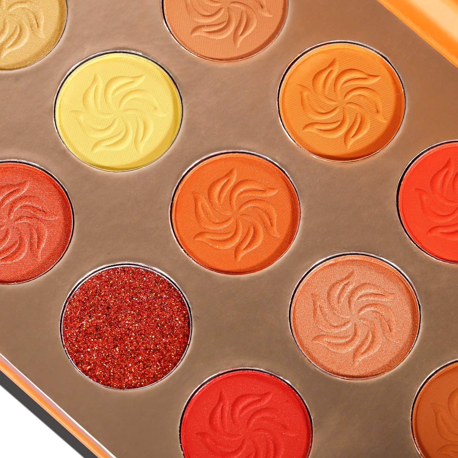 Red Orange Eyeshadow Palette, Highly Pigmented Warm Eye Shadow Palettes Glitter Matte Shimmer, Neutral Brown Yellow Gold Fall Sunset Eyeshadow Pallet, for Halloween Pumpkin Makeup