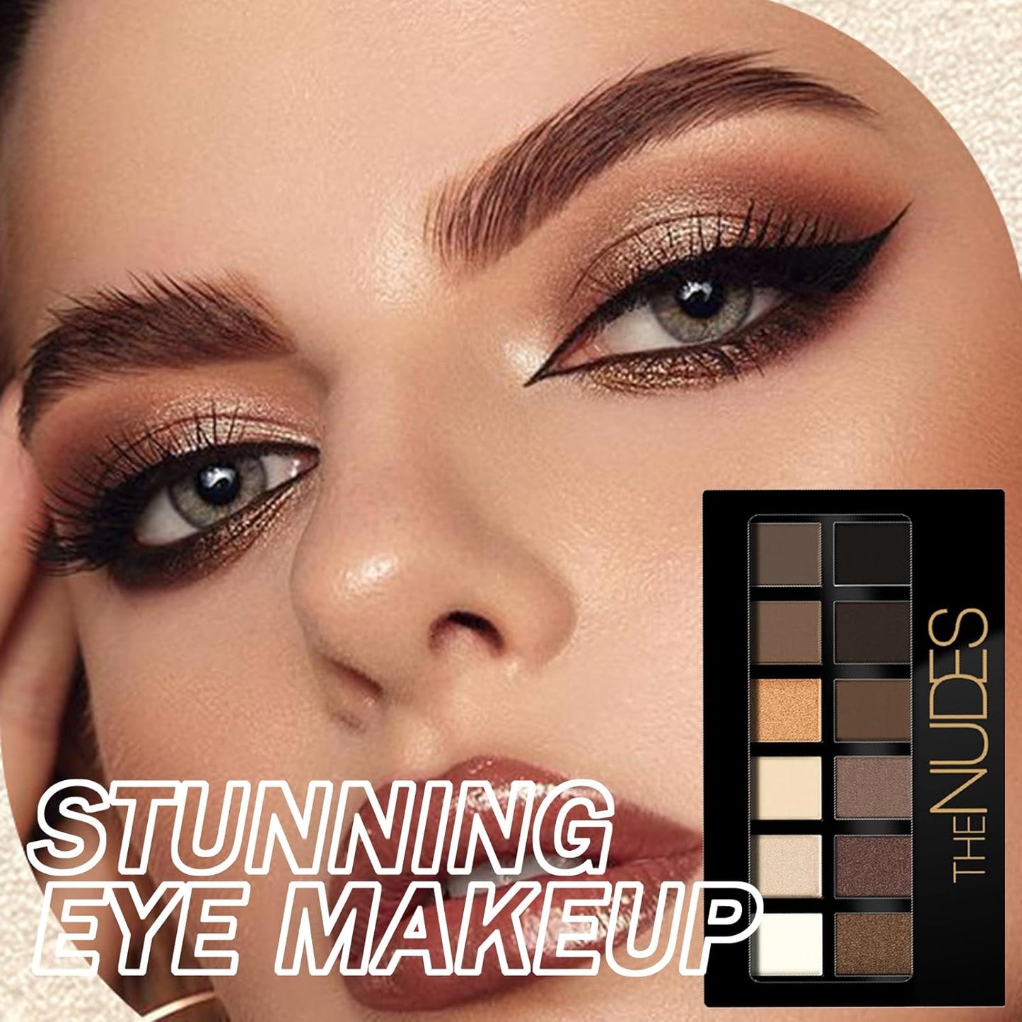 Smoky Brown Nude Eyeshadow Palette - Highly Pigmented Matte Shadows for Women, Waterproof & Long Lasting - 12 Shades with Dark Black & Brown Eyeshadow
