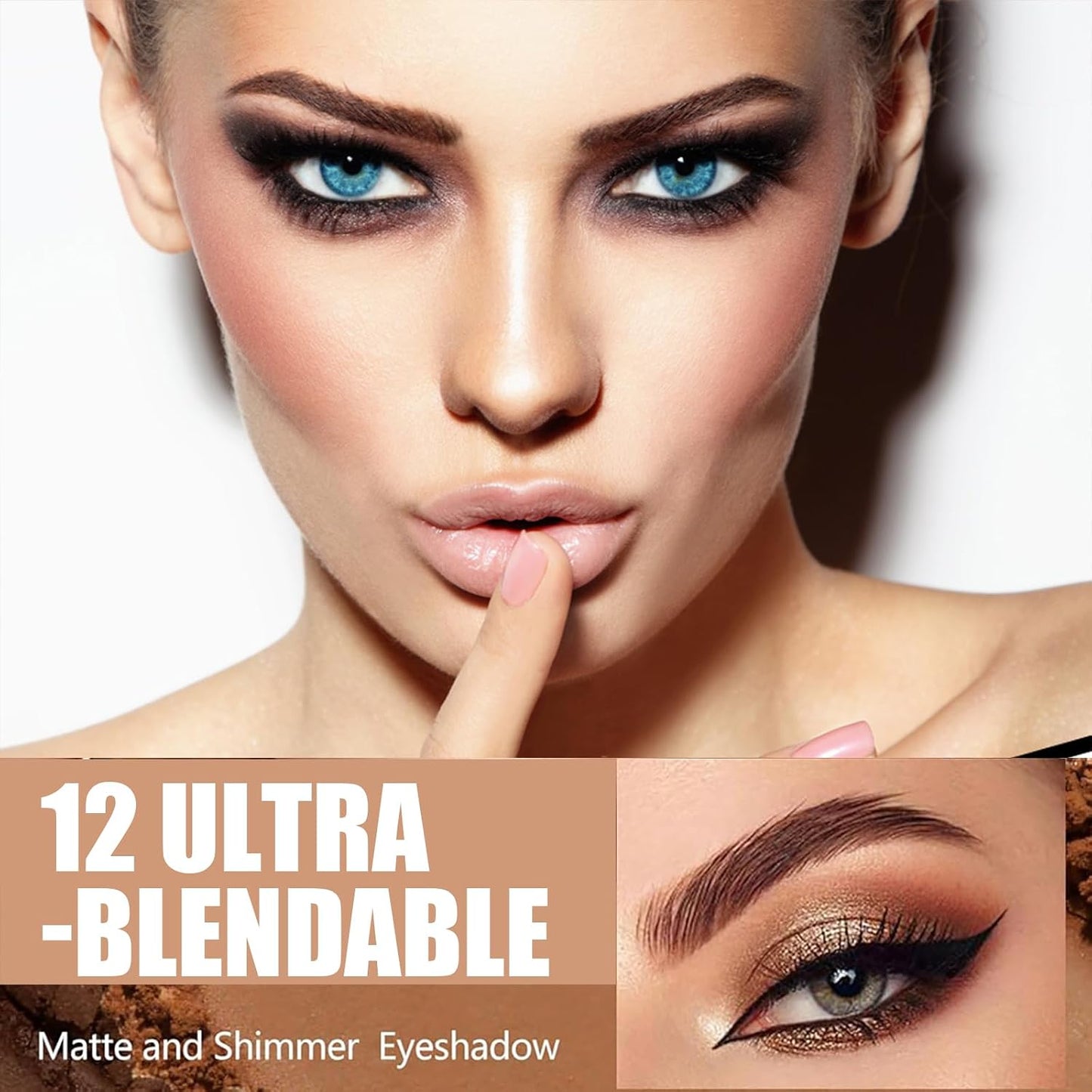 Smoky Brown Nude Eyeshadow Palette - Highly Pigmented Matte Shadows for Women, Waterproof & Long Lasting - 12 Shades with Dark Black & Brown Eyeshadow